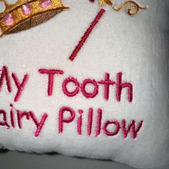 Tooth Fairy Pillow Secret Money Pocket Embroidered Crown Wand Kids Keepsake - Picture 2 of 7